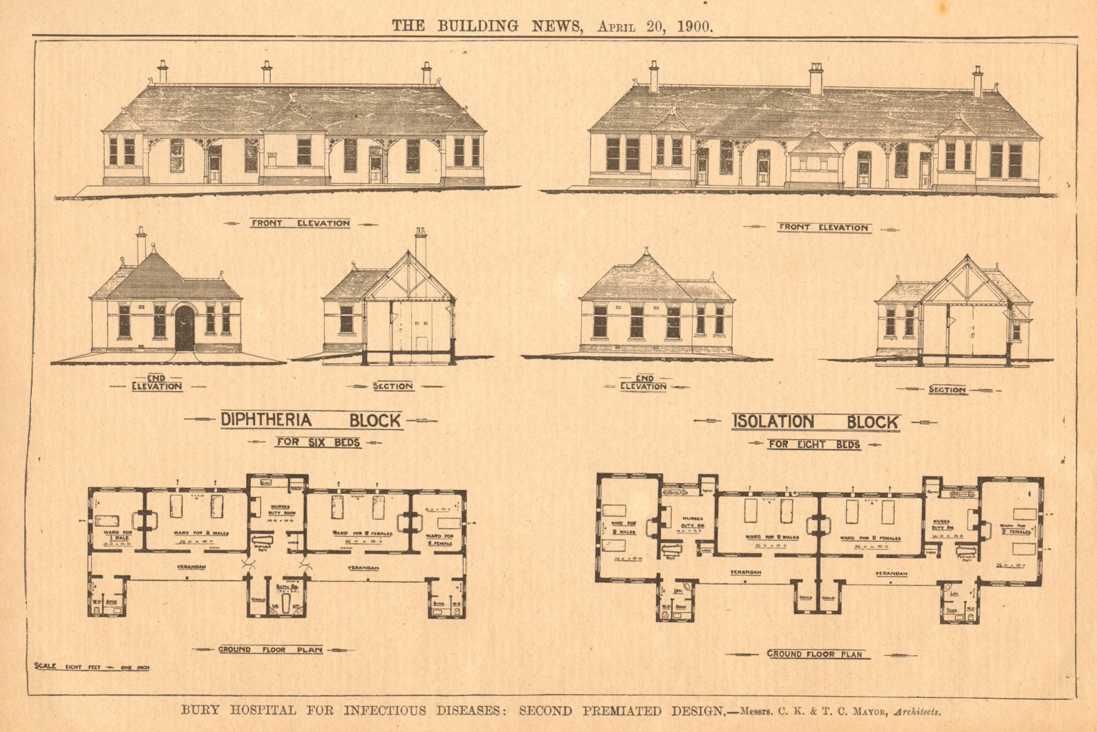 Bury Hospital for Infectious Diseases. Diphtheria & Isolation Blocks 1900